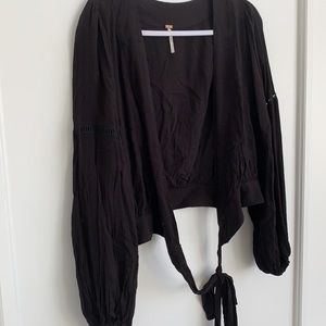 Free People Balloon Sleeve tie front Wrap
